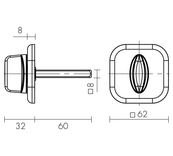 Поворотная ручка Fuaro BKW8x60 XL хром CP-8 39807