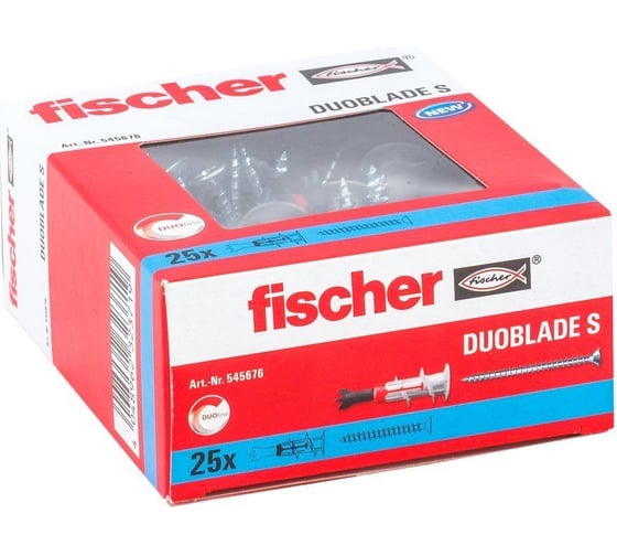 Дюбель Fischer DUOBLADE S для ГКЛ, с шурупом, 4,5х40, 25 шт. 545676
