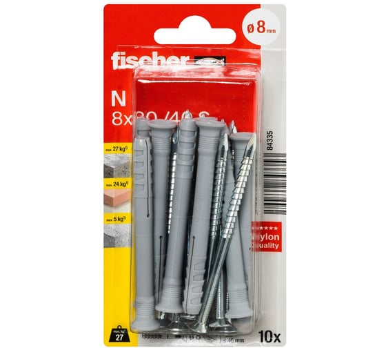 Дюбель-гвоздь fischer потайной 8x80 10 шт. 84335