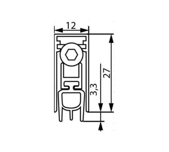 Уплотнитель пороговый ELEMENTIS длина 1020 мм, в паз 12x27 м ROSW1020MP
