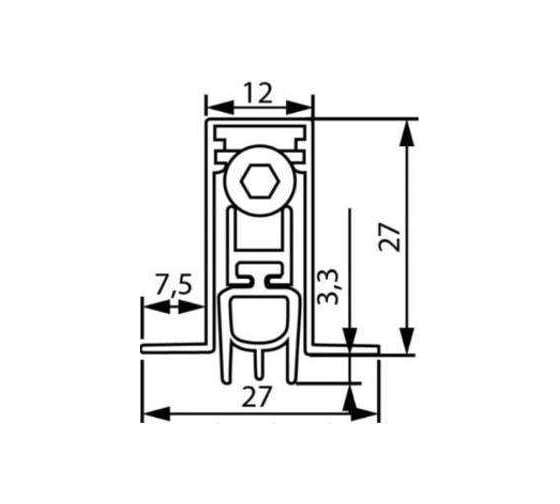Уплотнитель пороговый ELEMENTIS длина 820 мм, в паз 12x27x7,5 м ROSS820MP