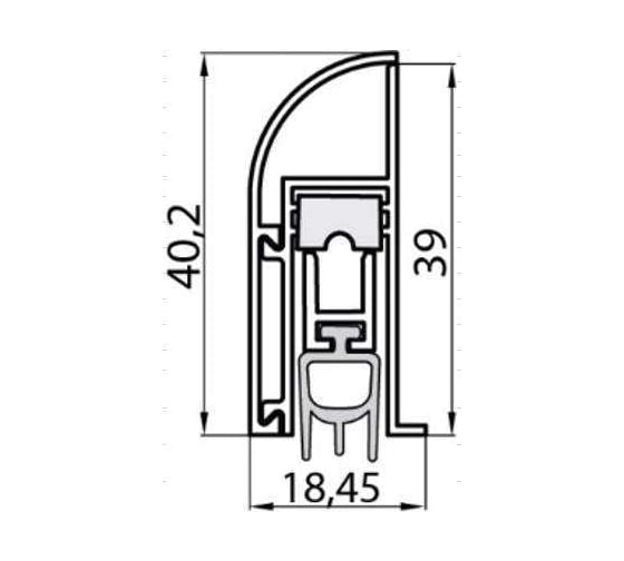 Уплотнитель пороговый ELEMENTIS длина 1020 мм, накладной 18,45x40,2 ROSP1020MP