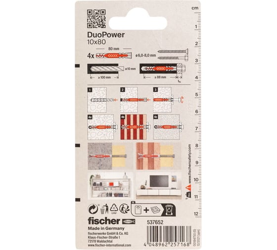 Дюбель Fischer DUOPOWER_4ШТ 10x80 537652