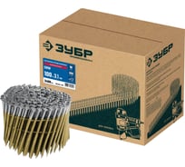 Барабанные гвозди ЗУБР CNW рифленые 100x3.1 мм, оцинкованные, 2400 шт 305383-100