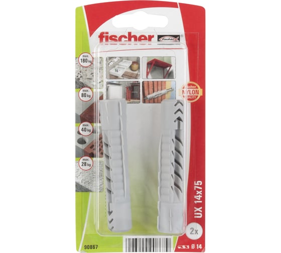 Универсальный дюбель с шурупом Fischer UX 14х75 2 шт пакет 126967