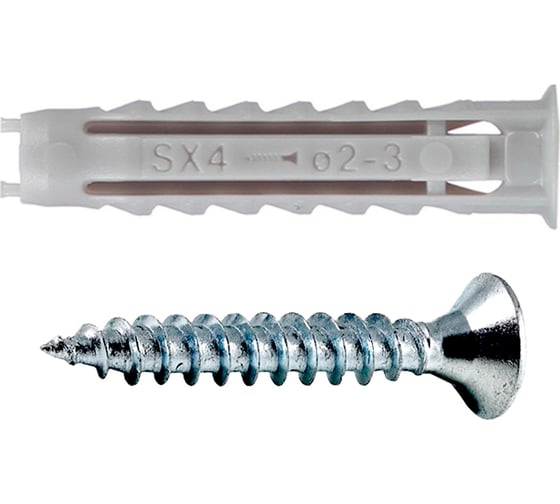 Дюбель для полнотелых материалов с шуруп Fischer SX 4х20 50 шт пакет 152275