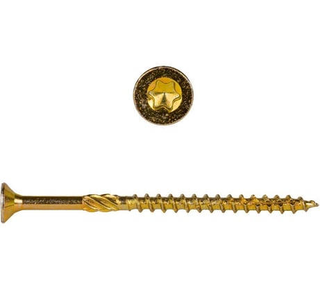 Саморез конструкционный самозенкующий Стройметиз 6x100 потай, Torx, желтый цинк, 50 шт. коробка U20241111006