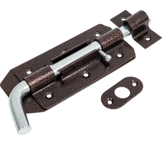 Засов накладной Дверной страж Гаражный медь, с круглым ригелем г.С-Пб L-210 мм Д812 1