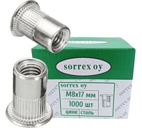 Заклепка гайка резьбовая винтовая SORREX стандартный бортик с рифлением М8x17 (1000 штук) PZW-W M8
