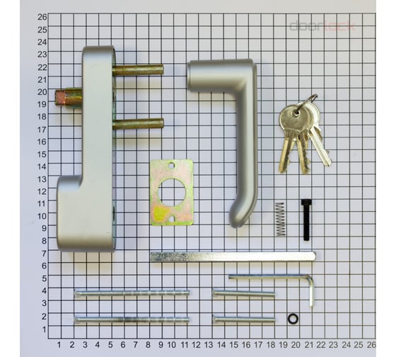 Внешняя нажимная ручка Doorlock V PD700/H2 серия Variant, серебристая, с цилиндром, для противопожарных дверей, толщина двери до 105мм 77014