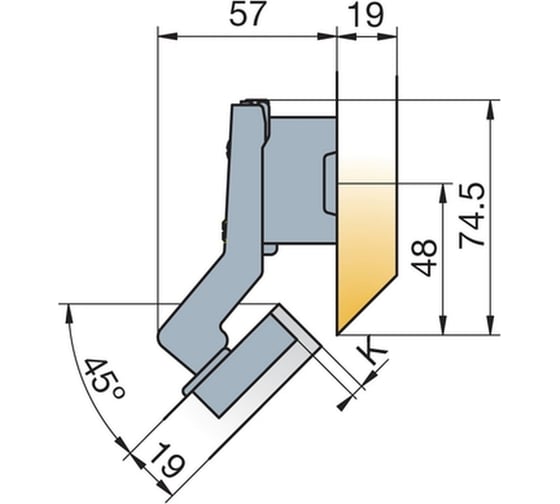 Комплект петель СЛОРОС 45 Titus B-type, накладные (к-т из 2 шт.) 248-0M84-050-TL-K1