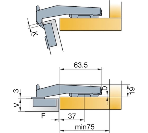Комплект петель СЛОРОС Titus 248-0742-050-ST S-type Фальшпанель 48 мм 2 шт 248-0742-050-ST-K01
