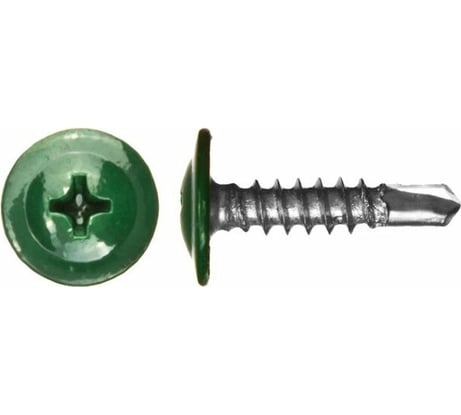 Саморезы ВИРТУОЗ 4,2х16 мм полусферическая головка с прессшайбой сверло, RAL6002, 50 шт 29430