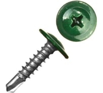 Саморезы ВИРТУОЗ 4,2х16 мм полусферическая головка с прессшайбой сверло, RAL6005, 50 шт 29447