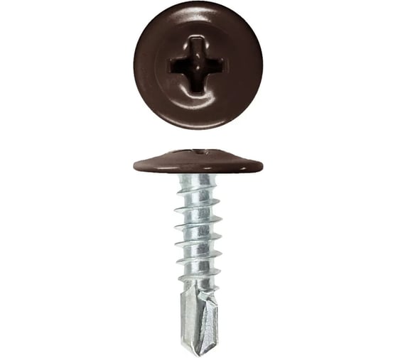 Саморез с прессшайбой Rizzel ПШС 4,2х16 RAL 8019 1000 шт 00000318119 1