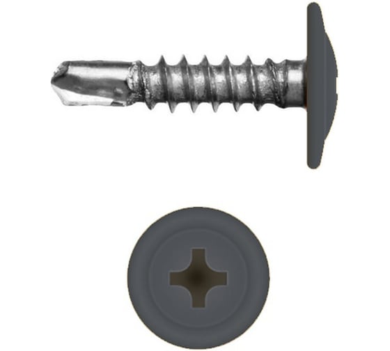 Саморез с прессшайбой Rizzel ПШС 4,2х16 RAL 9004 1000 шт 00000319303 1