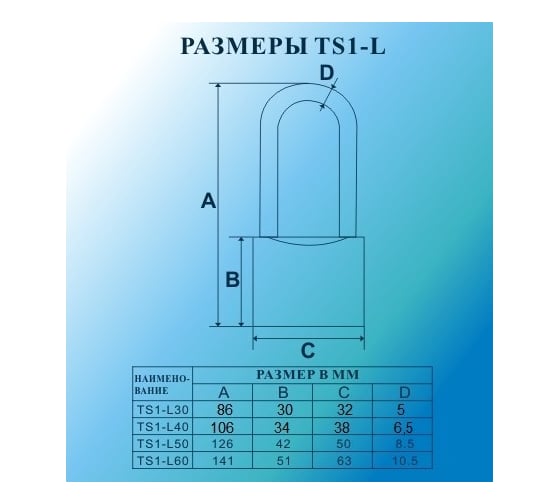 Навесной замок МСМ TS1/L 30 блистер 00000003920