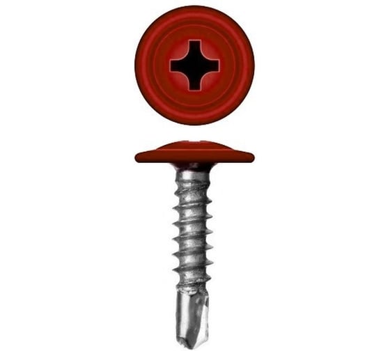 Саморез с прессшайбой Rizzel ПШС 4,2х32 RAL 3011 500 шт. 00000311503 1