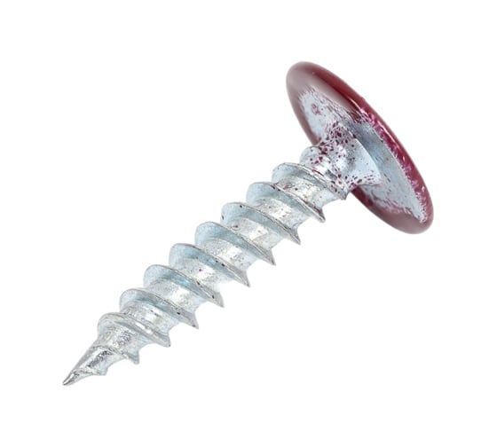 Саморезы ВИРТУОЗ 4,2x19 полусферическая головка с прессшайбой, цинк, острый RAL3005 300 шт 280-05797 1