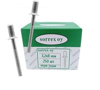 Заклепка вытяжная потайная SORREX глухая (закрытая) нерж/нерж 3.2x8 (250штук) А2 32008 250