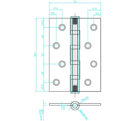 Петля стальная с подшипником универсальная MORELLI MSN 100x70x2.5-4BB SN цвет - бел.никель 9015125