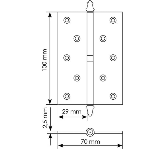 Петля MORELLI MSN 100x70x2.5 AB R, стальная правая с подшипником, цвет - античная бронза 9015108
