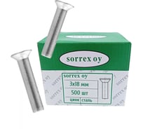 Заклепка SORREX 3x18мм стальная DIN 661 потайная головка забивная под молоток (500 штук) 0661-0-03-018 500