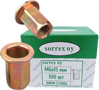 Гайка заклепка SORREX М6x15 шестигранная широкий фланец 100 штук PQL M6 100