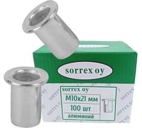 SORREX Заклепка гайка резьбовая винтовая алюминиевая удлиненная стандартный бортик М10x21 100 штук PYL M10L 100