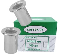 Заклепка гайка SORREX резьбовая винтовая удлиненная стандартный бортик М10x19 100 штук PYZ-W M10L 100