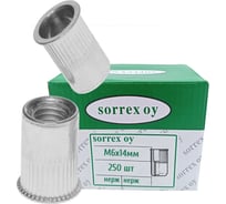 Заклепка гайка SORREX резьбовая винтовая уменьшенный бортик с рифлением нержавейка М6x14 250 штук XA2 М6 250