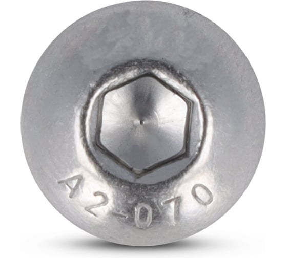 Винт Metiz-A2 ISO 7380-1 M6x70/70 мм, А2 полукр. гол. внутр. шестигр, 1 шт 738012670 1