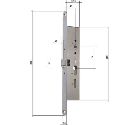 Корпус огнестойкого антипаник замка NEMEF для профильной двери 1905/21/40mm PZ Left ZN 69176