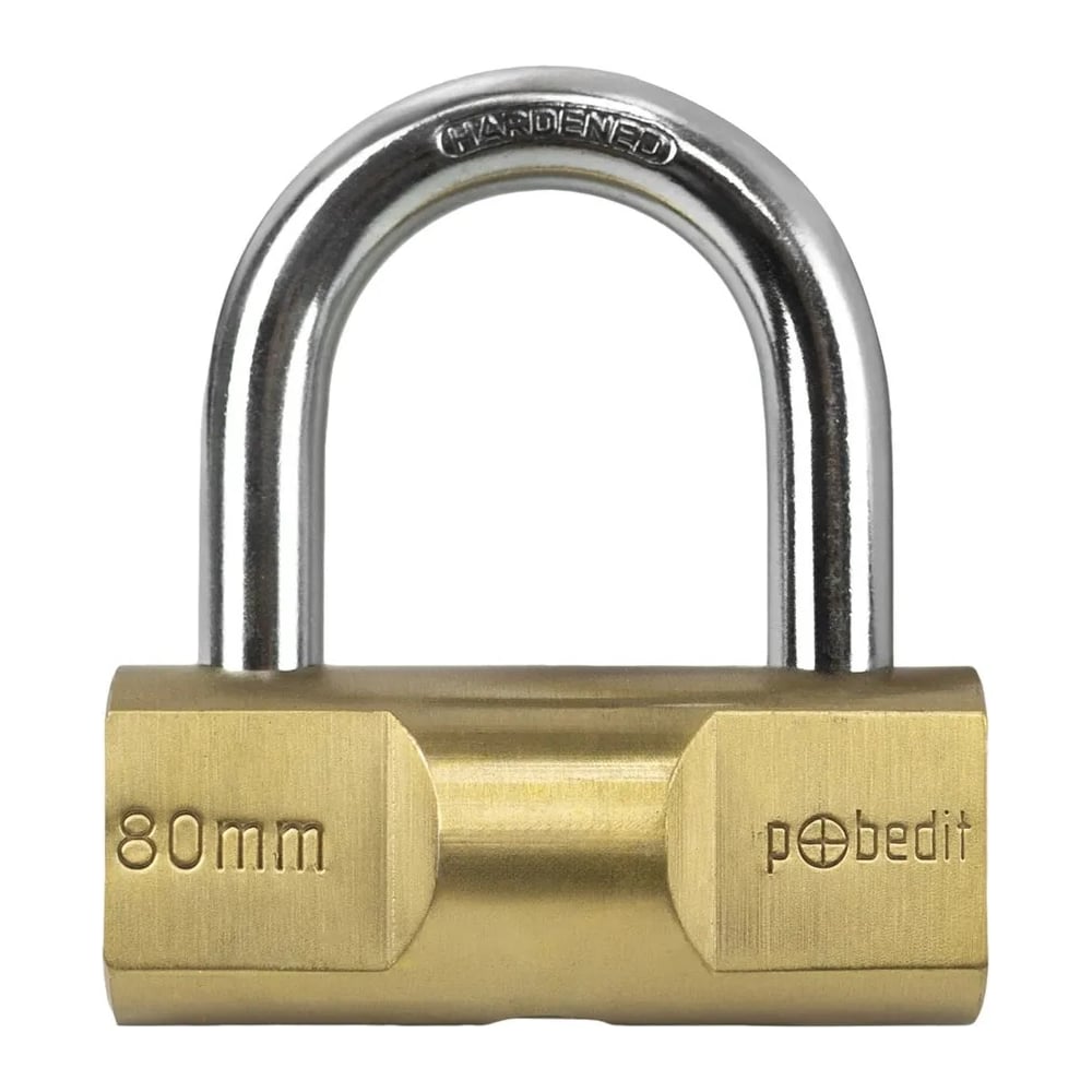 Pobedit Замок навесной Бастион-4, цилиндрический, латунный корпус, с ...