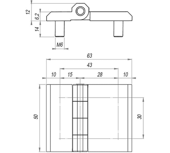 Петля шарнирная универсальная EMES Арт. (упаковка 2 штуки) ZMCK50X63.2