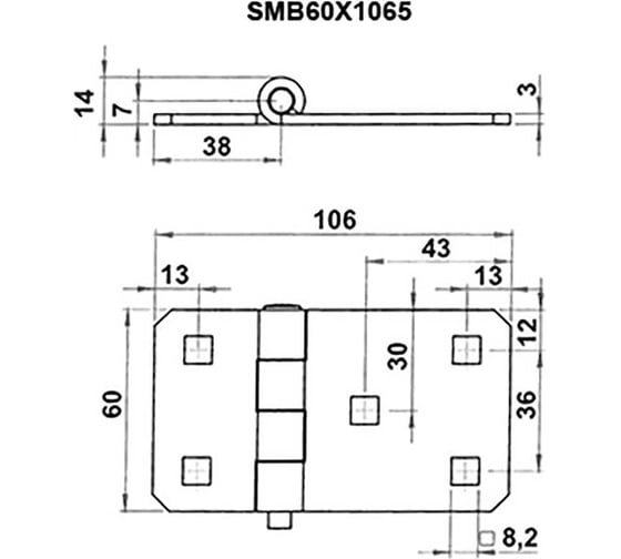 Петля шарнирная универсальная EMES Арт. (упаковка 4 штуки) SMB60X1065.4
