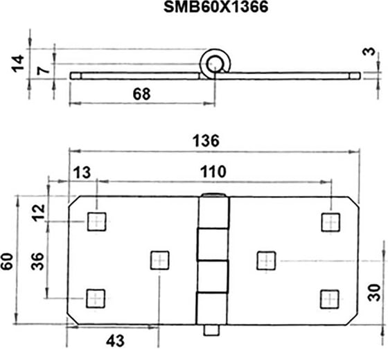 Петля шарнирная универсальная EMES Арт. (упаковка 4 штуки) SMB60X1366.4