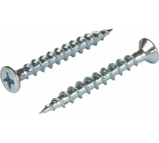 Саморез оконный потайной SORREX 4,1x45 острый, крупная резьба, для крепления пластикового профиля, фурнитуры и откосов, белый цинк, 1000 шт. SWA-1R-041-045 1000