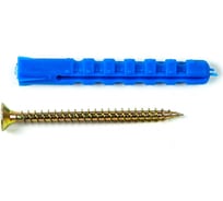 Набор для крепления ВИРТУОЗ дюбель 8х60 К, шуруп 5х70 потайная головка, желтый цинк, 12 шт. 00224