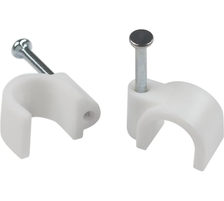 Скоба пластиковая ЭРА NO225280 крепежная круглая 10 мм белая (10 шт/уп) Б0066673