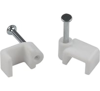 Скоба пластиковая ЭРА NO224584 крепежная плоская 8 мм белая (50 шт/уп) Б0066639