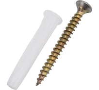 Набор для крепления ВИРТУОЗ дюбель 8х45, шуруп 5х50 потайная головка, желтый цинк, 12 шт. 00408