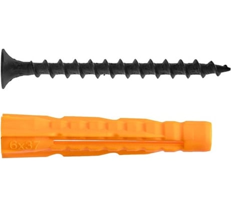 Набор для крепления ВИРТУОЗ дюбель 6х37 U, саморез 3,5х41 крупная резьба, 12 шт. 36138