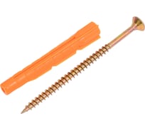 Набор для крепления ВИРТУОЗ дюбель 6x52 U, шуруп 4x70 потайная головка, желтый цинк, 80 шт. 550-87352