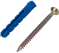 Набор для крепления ВИРТУОЗ дюбель 6х40 К, шуруп 4х50 потайная головка, желтый цинк, 18 шт. 29010