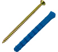 Набор для крепления ВИРТУОЗ дюбель 6х60 К, шуруп 4х70 потайная головка, желтый цинк, 12 шт. 00330