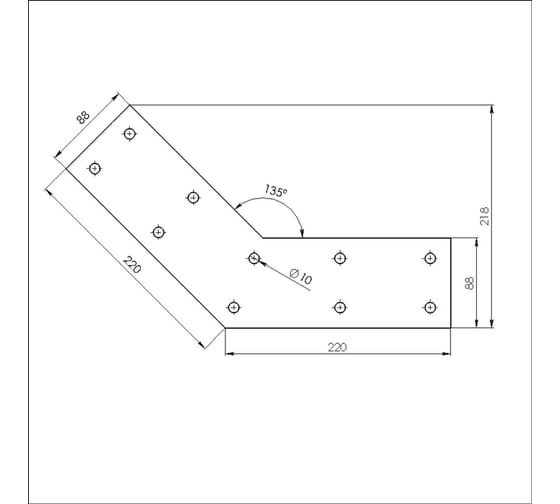 Пластина крепежная АрсеналЪ для бруса 100x100 3 мм. угол 135 град. 10 шт. ARSENAL PERGOLA мод. AR75PV39007-06