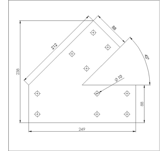 Пластина крепежная АрсеналЪ для бруса 100x100 3 мм. угол 45 град. 1 шт. ARSENAL PERGOLA мод. AR75PU31007-06
