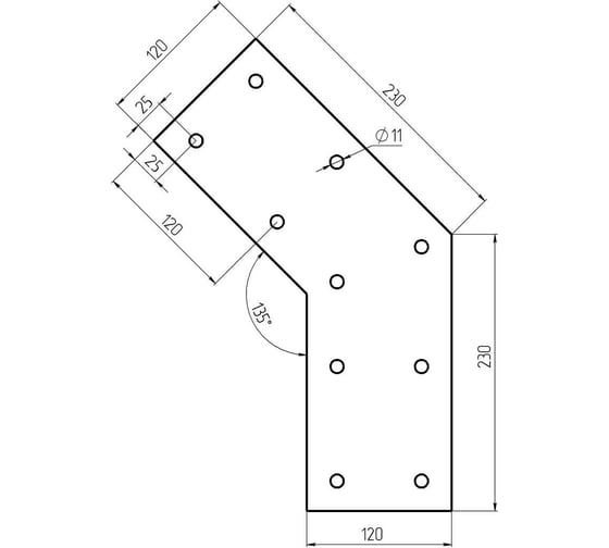 Пластина крепежная АрсеналЪ для бруса 150x150 3 мм. угол 135 град. 10 шт. ARSENAL PERGOLA мод. AR75PN39007-06
