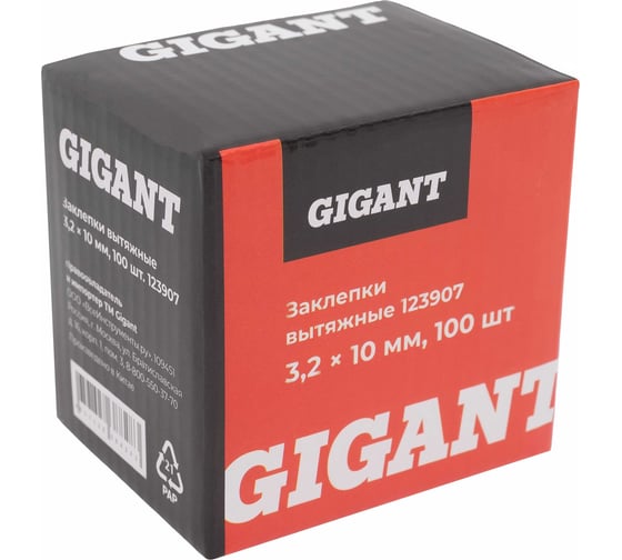 Заклепки вытяжные 3,2x10 100 шт. цинк Gigant 123907